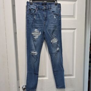 Aeropostale Distressed High Rise Jegging Blue Jeans